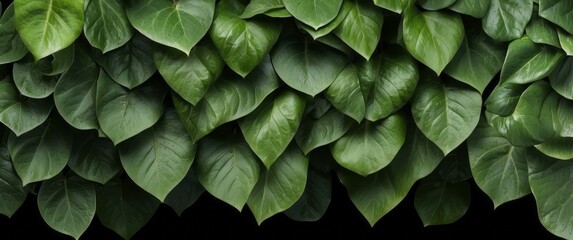 Lush Green Leaves Against a Black Background