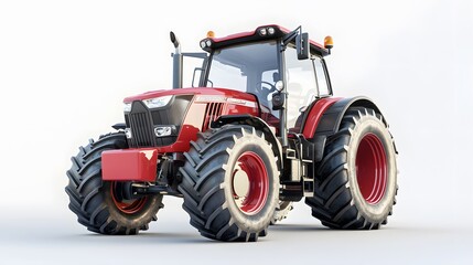 Obraz premium Red Tractor on White Background.