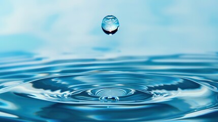 Mesmerizing Blue Water Droplet Pattern Backdrop, Showcasing Dynamic Fluid Movements and Reflective Surfaces in an Abstract Artistic Display
