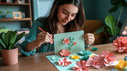 Fototapeta premium Creative Paper Flowers Crafting