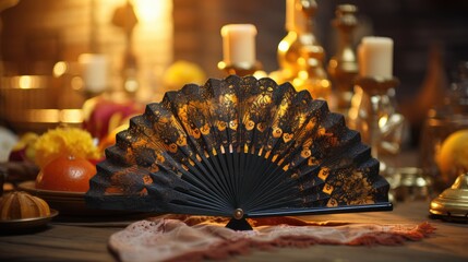 black lace hand fan  