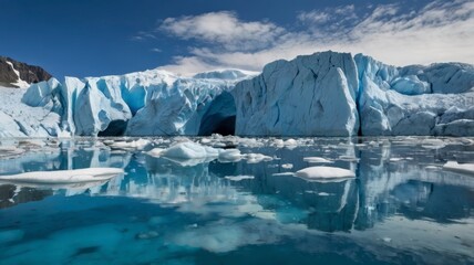  Blue glacier meltwater in polar landscape