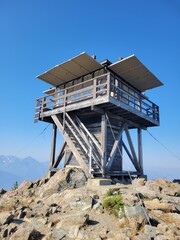 fire water tower in the mountains