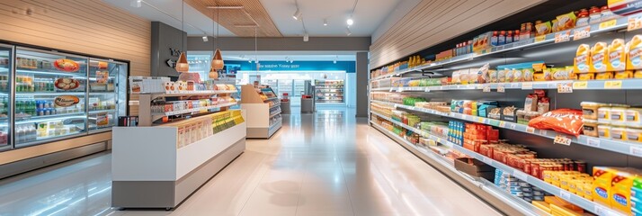 A supermarket with lots of goods on the shelves