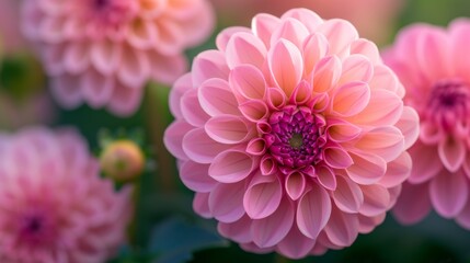 Pink dahlia flower in full bloom