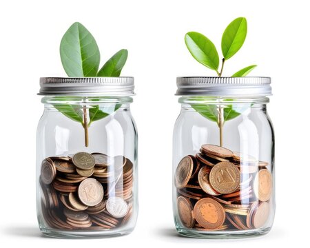 A savings account increasing with consistent deposits, while another decreases through constant withdrawals