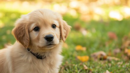 Adorable Golden Retriever Puppy in Nature