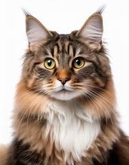 ノルウェージャン・フォレスト・キャットのポートレート（Norwegian Forest Cat portrait on white background）
