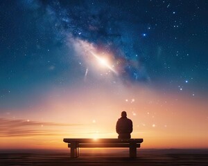 A bright star being accepted into a constellation, while a distant star fades in rejection, symbolizing belonging vs. solitude