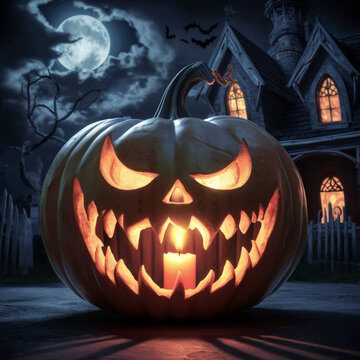halloween pumpkin on the window