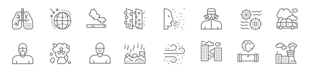 Set of Pollution Line Icons.
