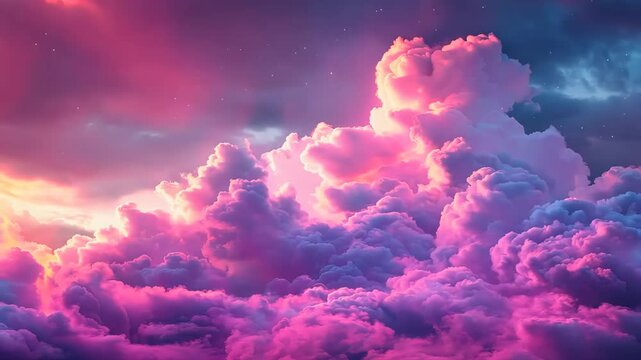 Vibrant pink and purple clouds at sunrise time-lapse