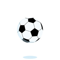 Soccer ball with shadow on white background. Football design element. Vector illustration
