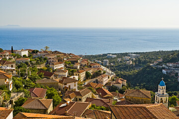 The picturesque greek style village of Dhermi at the coastal road of Albania