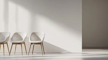 A row of department store chairs in neutral tones, offering a clean and minimalistic aesthetic.