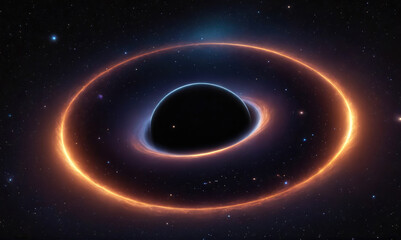 Fototapeta premium A Stunning View of a Black Hole Surrounded by Colorful Accretion Disks in Outer Space