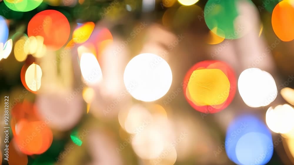 Aufkleber blurred lights in bokeh abstract effect on dark background