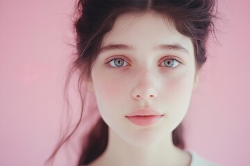 Serene youth: Portrait of young girl with clear blue eyes