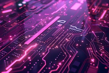 Obraz premium Abstract Circuit Board with Neon Lights