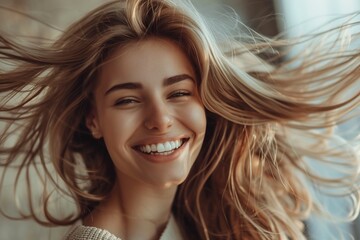 Fototapeta premium A Woman happiness smile attractive happy portrait