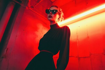 Fashion editorial shot capturing strong fashion statements with dramatic lighting and sharp details high visual impact