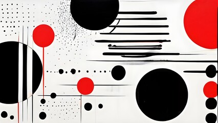 Obraz premium minimalist illustration featuring abstract shapes with red color accent symbolizing fun and ease