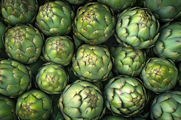 Fototapeta premium Fresh artichokes at the market display