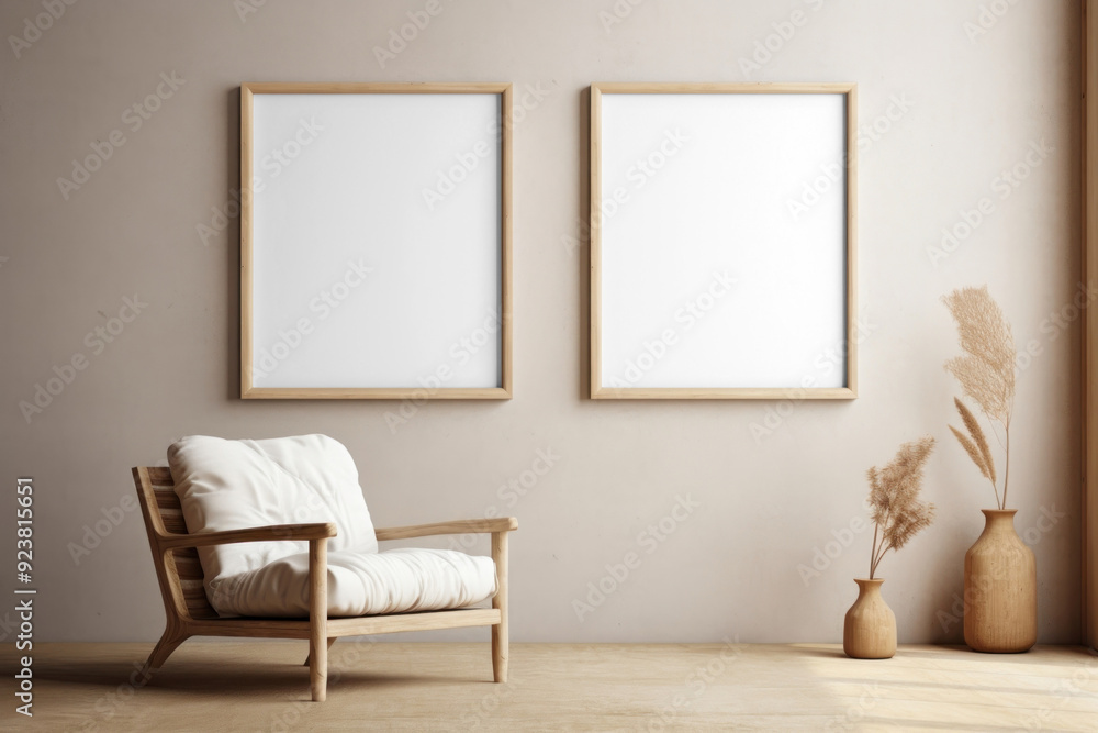 Wall mural png minimalist interior frame mockup, transparent background