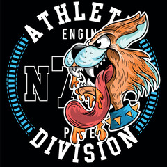 Rebel rocker cat with tongue hanging out, with vibrant punk style colors, urban sports texts with crazy numbers and studies for stickers or other applications, novel designs. biker and skater