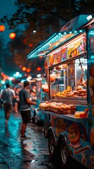 Obraz premium Food truck in city festival , selective focus