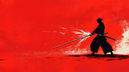 Japanese Anime-Inspired Swordsman Delivering Powerful Iaido Strike