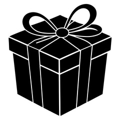 gift box icon black silhouette vector illustration