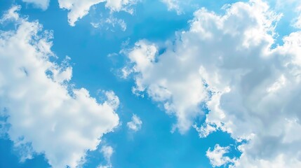 Expansive Blue Sky with Puffy White Clouds: A Serene Natural Backdrop for Inspiring Scenes