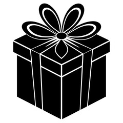 gift box icon black silhouette vector illustration