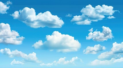 Expansive Blue Sky with Puffy White Clouds: A Serene Natural Backdrop for Inspiring Scenes