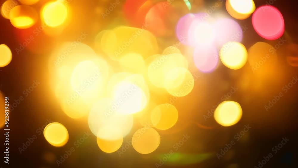 Poster blurred lights in bokeh abstract effect on dark background