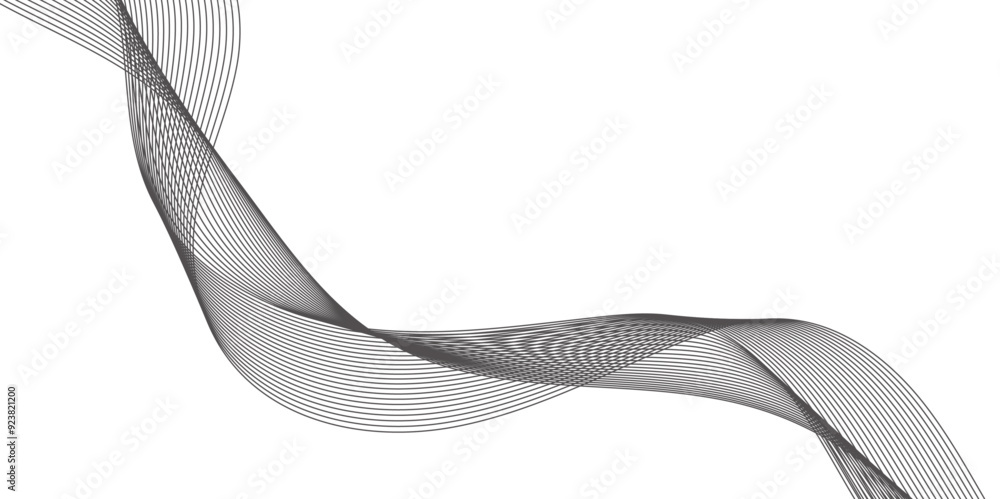 Fototapete abstract wavy grey smooth stream element for design on transparent background isolated. curved wavy 
