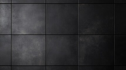 Black tiles with a matte finish in a staggered grid pattern, perfect for a sleek and modern flooring design.