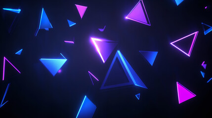 Obraz premium A series of floating geometric shapes in dark blue and purple, creating an abstract background for a video game splash screen.