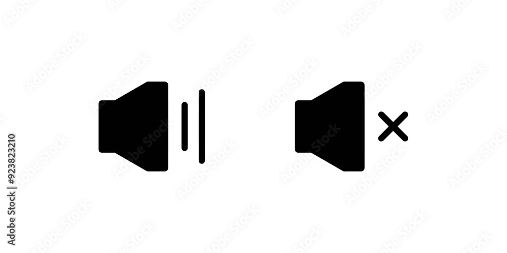 Poster speaker sound set icon with simple and modern design