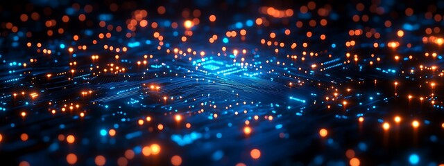 Obraz premium Abstract electronic circuit, tech digital background, computing system connectivity design 