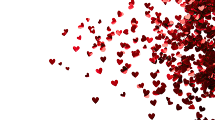 red heart confetti transparent background