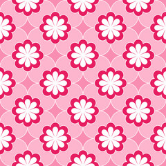 Obraz premium Seamless floral pattern in shades of pink and white. Suitable for textile designs, fabrics, prints, wrapping, wallpapers, backgrounds, etc.