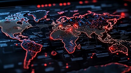 Interactive map of global e-commerce activity, close-up on real-time data points and transactions, dynamic and informative