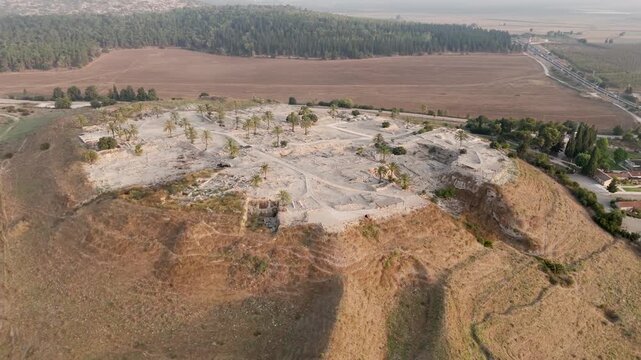 Tel Megiddo National Park Aerial view, israel
the legendary site of ancient battles and biblical prophecies, drone view, 2024, Israel
