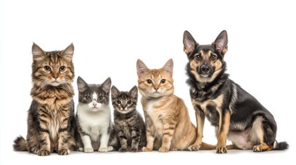 Adorable Group of Cats and Dog