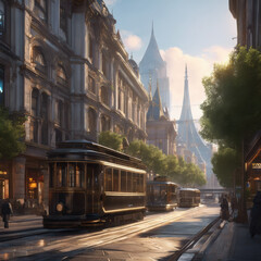 幻想的な風景街並み