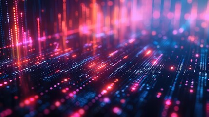 Information Graphics and big data trading chart. With a glowing candle chart in 3D. Generative AI.