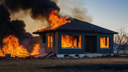 a house burning
