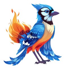 Obraz premium Blue Jay flame animal cartoon isolated whitebackground 16:9